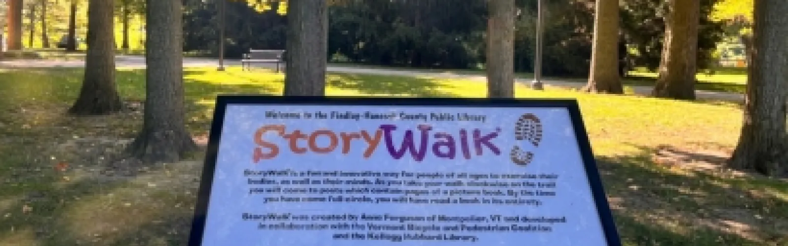 storywalk sign in the park
