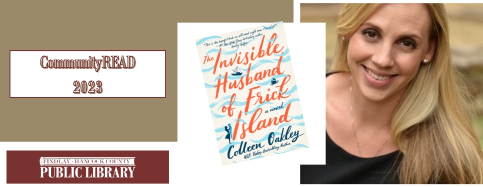 author Colleen Oakley and book cover with blue waves and orange text